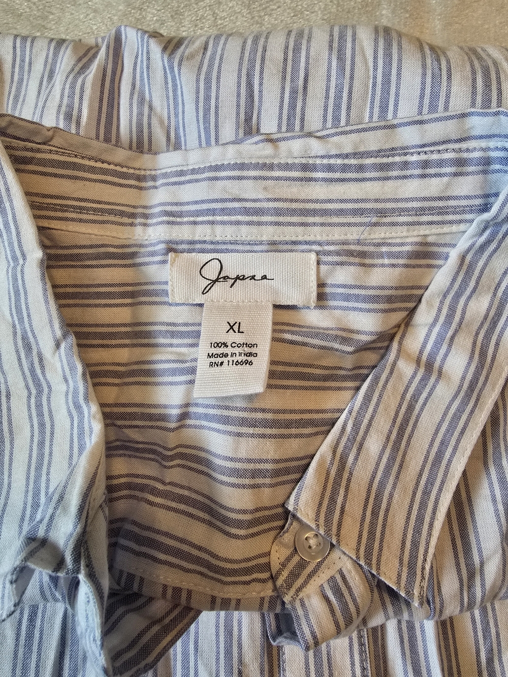 Light Blue & White Striped Button-Up Shirt. Light Weight - Picture 5 of 6
